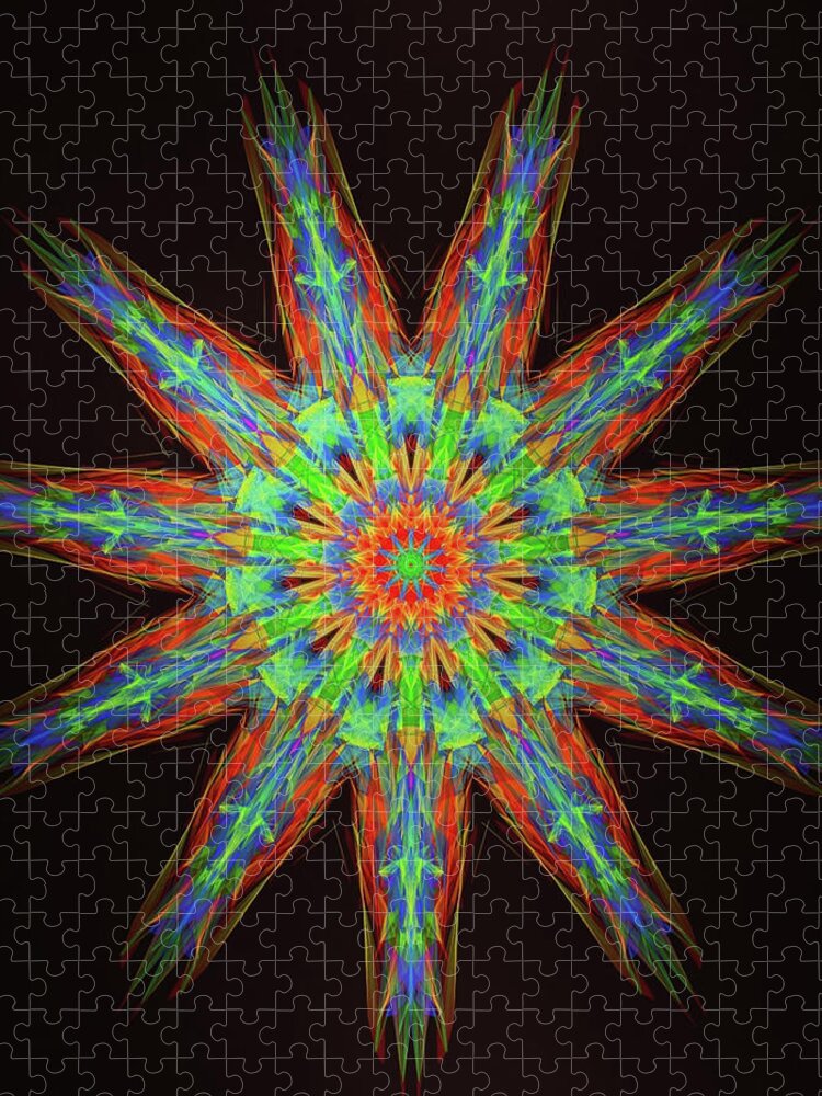 Multi Dimensional Mandala Jigsaw Puzzle featuring the digital art Multi Dimensional Mandala by Michael Canteen
