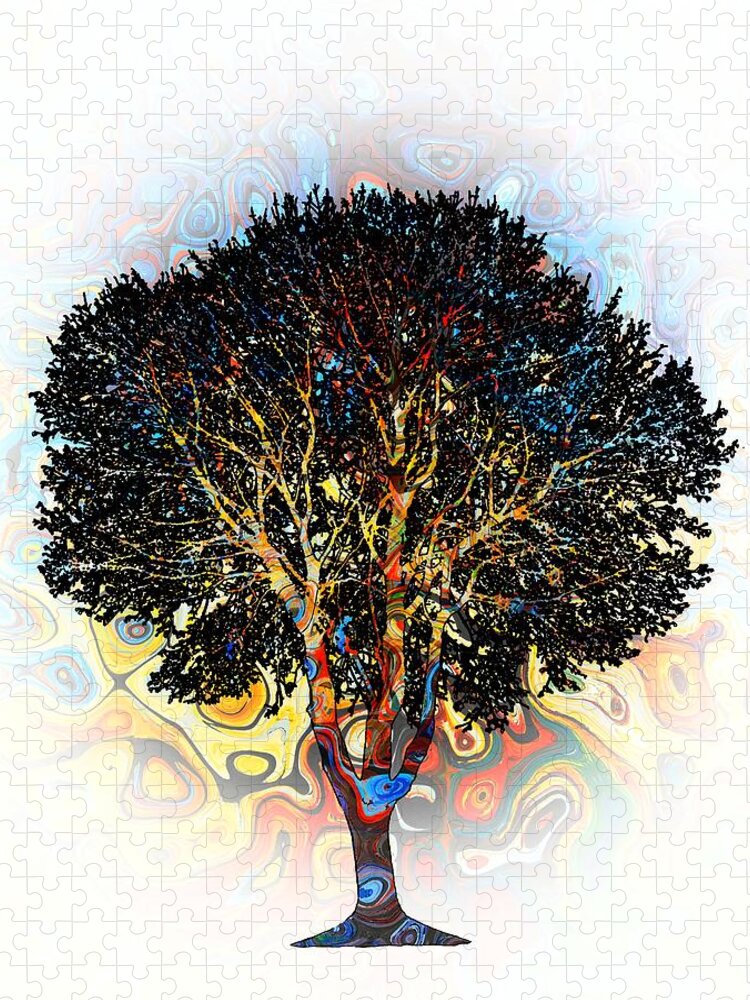 Tree Jigsaw Puzzle featuring the digital art Multicolor Tree Design 198 by Lucie Dumas