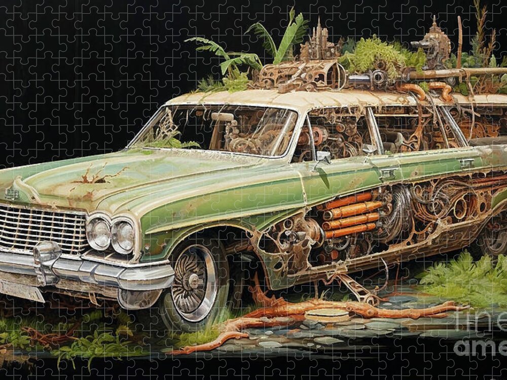 Vehicles Jigsaw Puzzle featuring the drawing Muscle Car 1223 Mercury Colony Park supercar by Clark Leffler