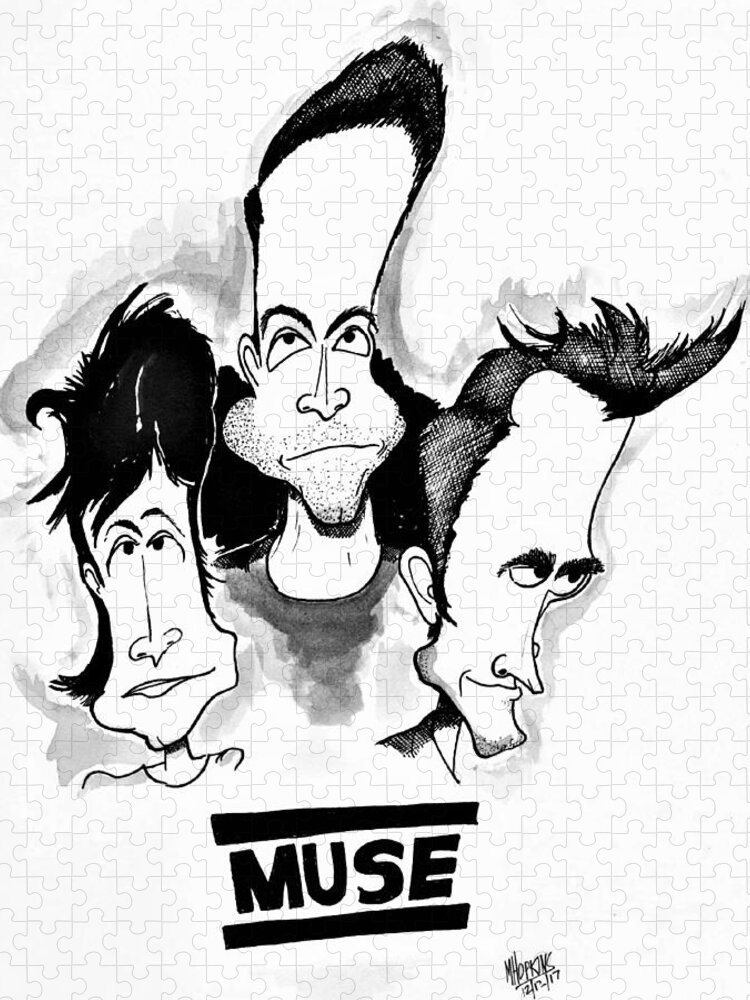 Muse Jigsaw Puzzle featuring the drawing Muse by Michael Hopkins