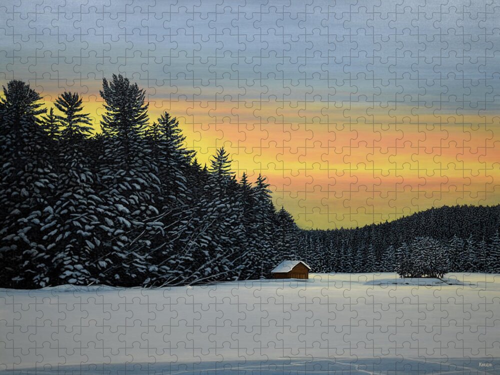 Winter Jigsaw Puzzle featuring the painting Muskoka Winter by Kenneth M Kirsch