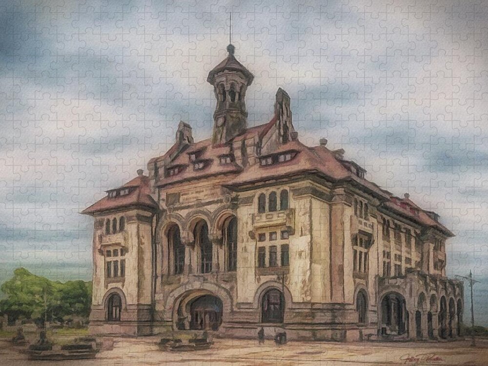 Museum Jigsaw Puzzle featuring the painting Muzeul de Istorie Nationala si Arheologie din Constanta by Jeffrey Kolker