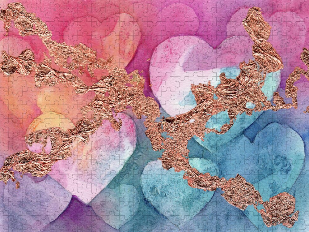Heart Jigsaw Puzzle featuring the painting My Copper Valentine No 2 by Wendy Keeney-Kennicutt