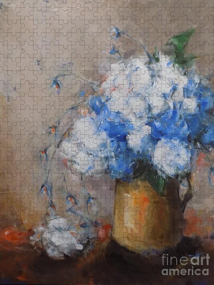 Flowers Jigsaw Puzzle featuring the painting My Cup Runneth Over by Dan Campbell