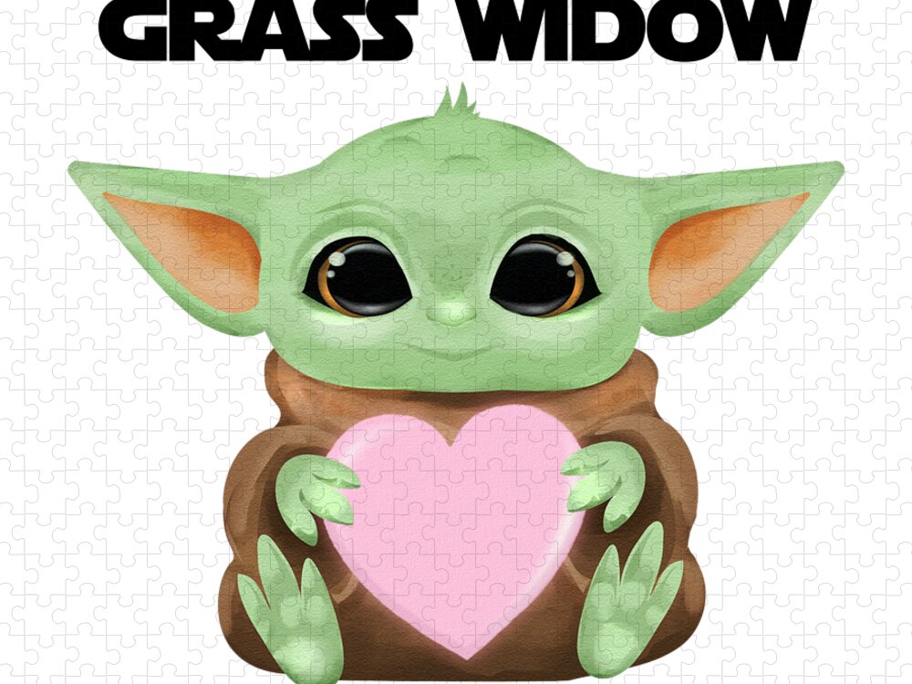 Grass Widow Jigsaw Puzzle featuring the digital art My Dear Grass Widow Love You I Do Cute Baby Alien Sci-Fi Movie Lover Valentines Day Heart by Jeff Creation
