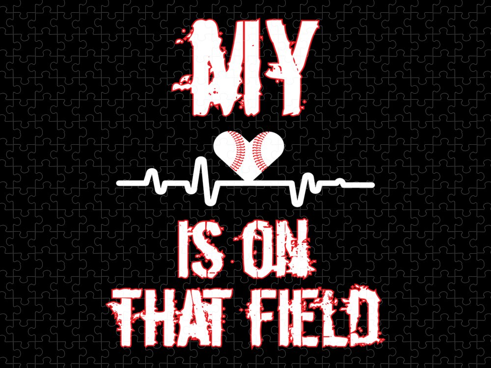 My heart is on that field baseball mom gifts Jigsaw Puzzle by Norman W -  Pixels