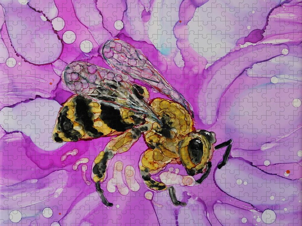 Bee Jigsaw Puzzle featuring the painting My Honey by Ruth Kamenev