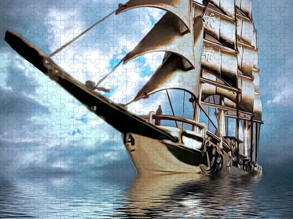 Ship Jigsaw Puzzle featuring the digital art My Ship Comes In by Pennie McCracken