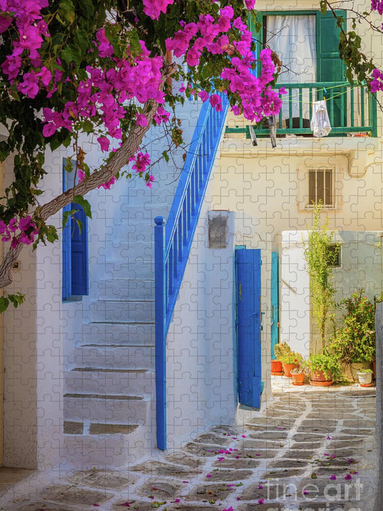 Aegean Sea Jigsaw Puzzle featuring the photograph Mykonos Staircase by Inge Johnsson