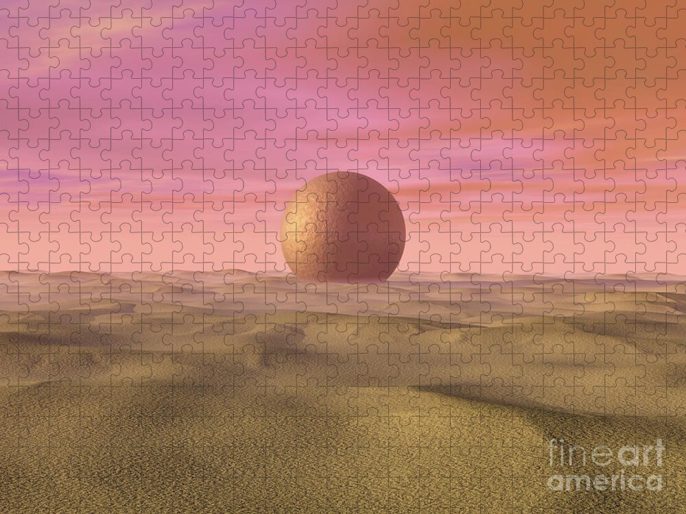 Surreal Jigsaw Puzzle featuring the digital art Mysterious Sphere At Dawn by Phil Perkins