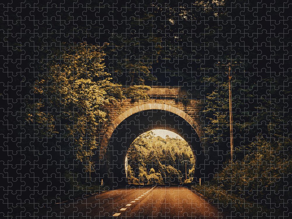 Tunnel Jigsaw Puzzle featuring the photograph Mysterious tunnel by Yasmina Baggili