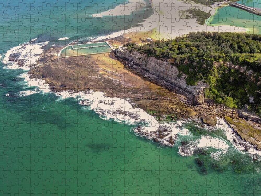 Road Jigsaw Puzzle featuring the photograph Narrabeen Head, Rockpool and Bridge by Andre Petrov