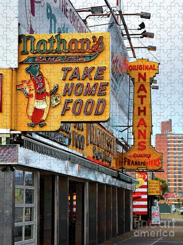 Coney Island Jigsaw Puzzle featuring the photograph Nathans Famous Hot Dog - Study II by Doc Braham