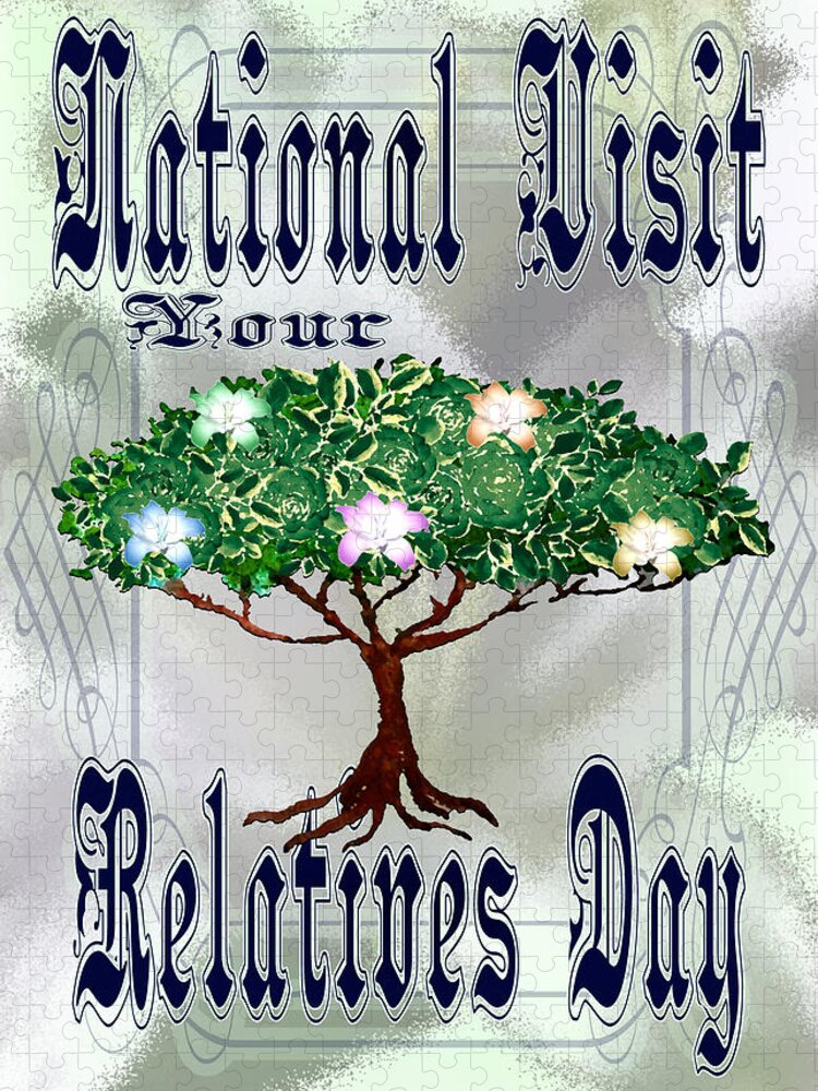 National Jigsaw Puzzle featuring the digital art National Visit Your Relatives Day May 18th by Delynn Addams