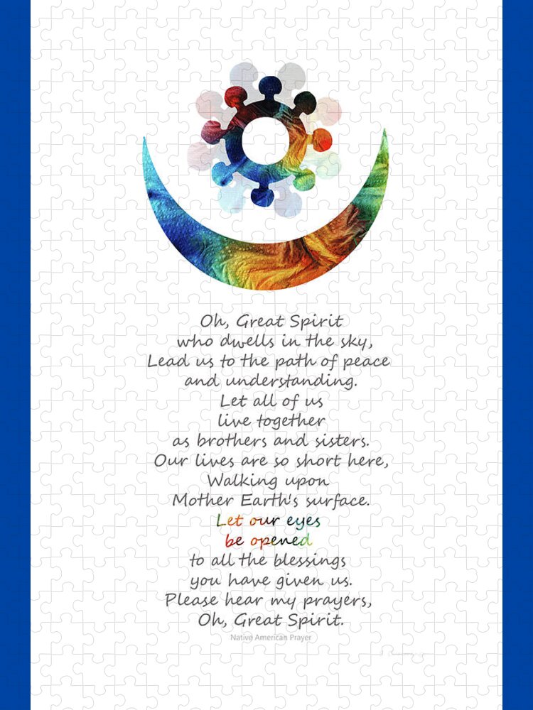 Native American Art Jigsaw Puzzle featuring the painting Native American Harmony Symbol - Peace Prayer - Sharon Cummings by Sharon Cummings