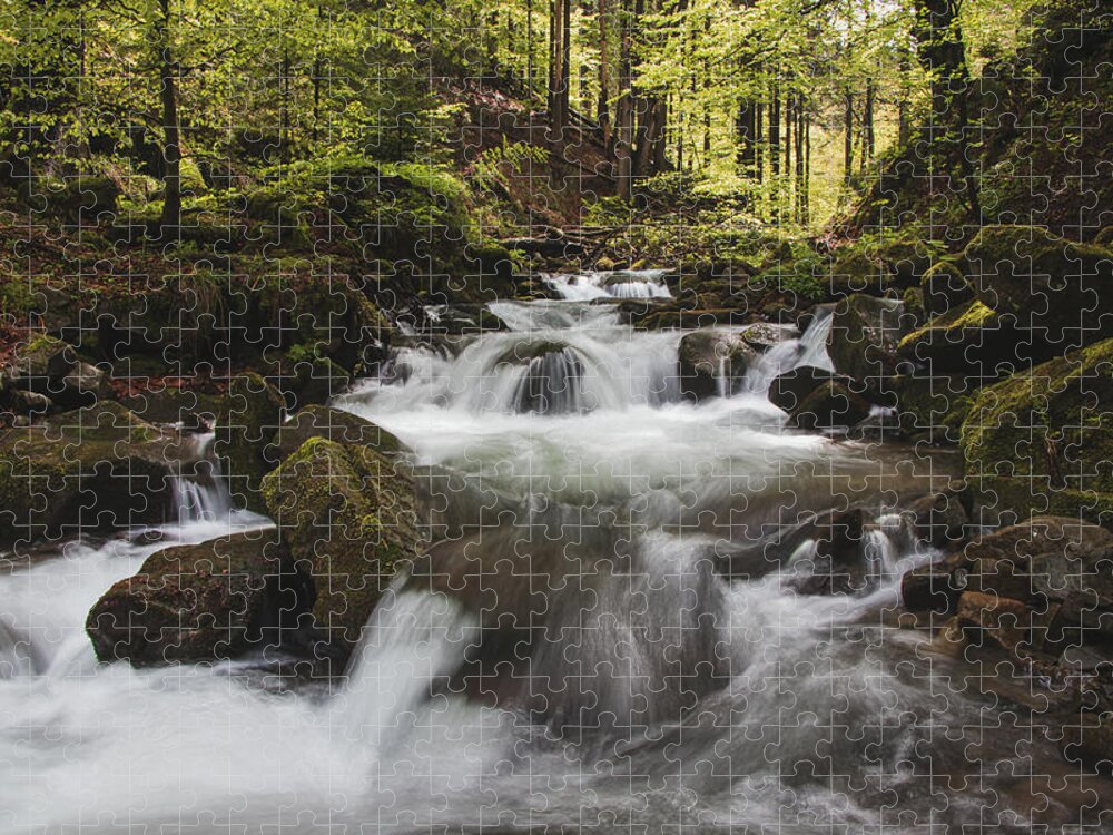 Satiny Waterfall Jigsaw Puzzle featuring the photograph Natural gem in the form of clean water and air by Vaclav Sonnek