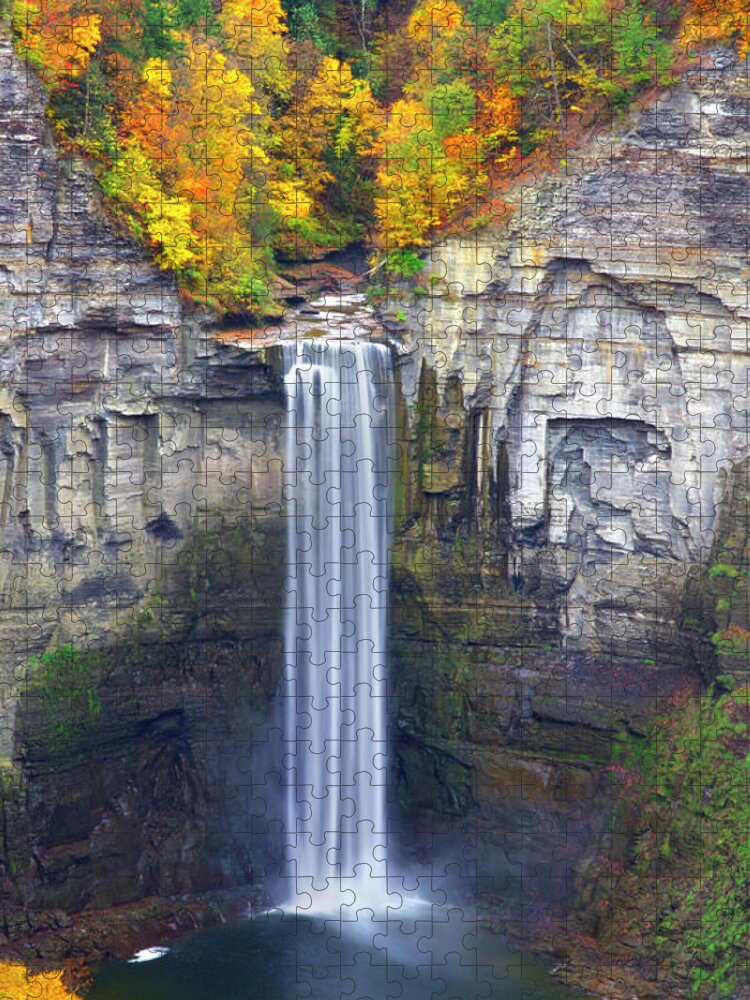 Cliff Jigsaw Puzzle featuring the photograph Natures Sculpture - Taughannock Falls State Park in NY by Kenneth Lane Smith