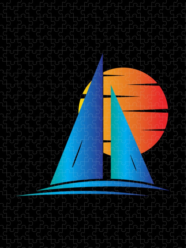 Cool Jigsaw Puzzle featuring the digital art Nautical Sailboat Sailing by Flippin Sweet Gear