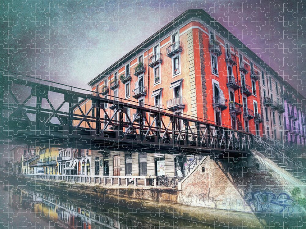 Milan Jigsaw Puzzle featuring the photograph Naviglio Grande Milan Italy by Carol Japp