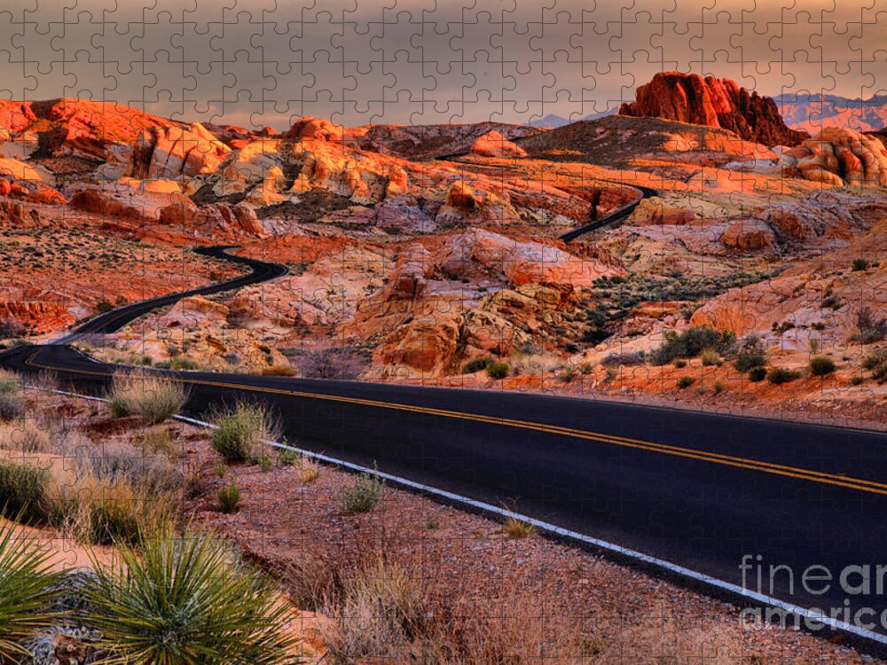 Valley Of Fire Jigsaw Puzzle featuring the photograph Nevada Pastel Sunrise Landscape by Adam Jewell