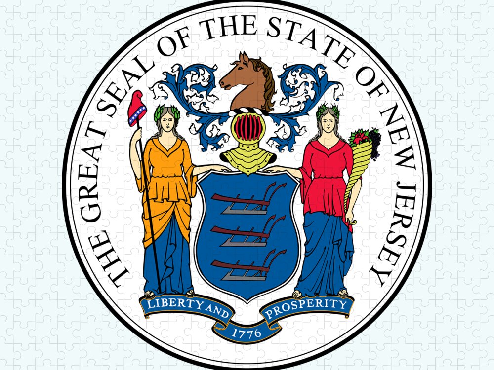 New Jersey Jigsaw Puzzle featuring the digital art New Jersey State Seal by Movie Poster Prints