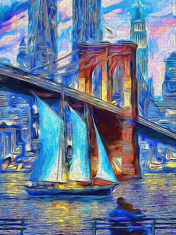 Paint Jigsaw Puzzle featuring the painting Night come to NY by Nenad Vasic