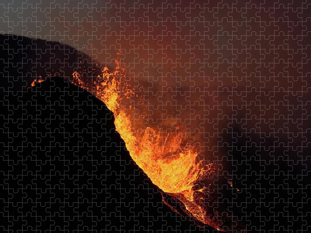 Volcano Jigsaw Puzzle featuring the photograph Night fire #1 by Christopher Mathews