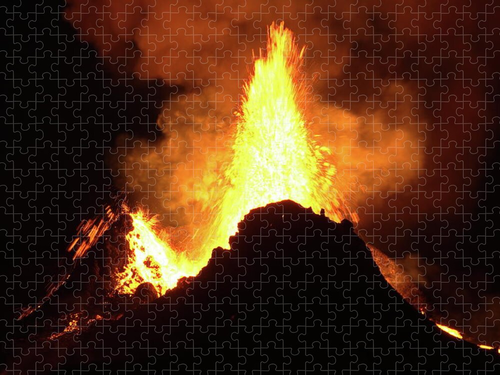 Volcano Jigsaw Puzzle featuring the photograph Night fire #2 by Christopher Mathews