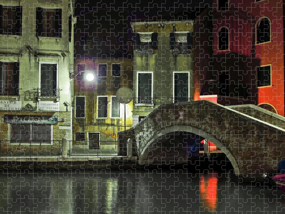 Dorsoduro Jigsaw Puzzle featuring the photograph Night in Dorsoduro by Eyes Of CC