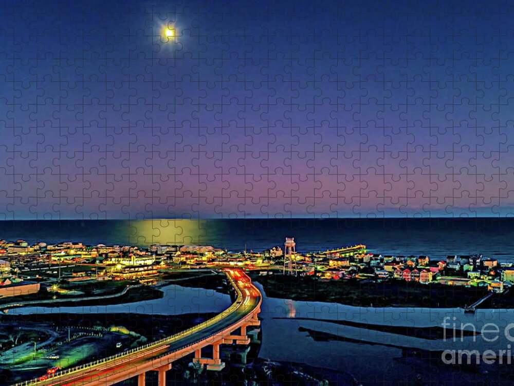 Moon Jigsaw Puzzle featuring the photograph Night Moon over Topsail by DJA Images