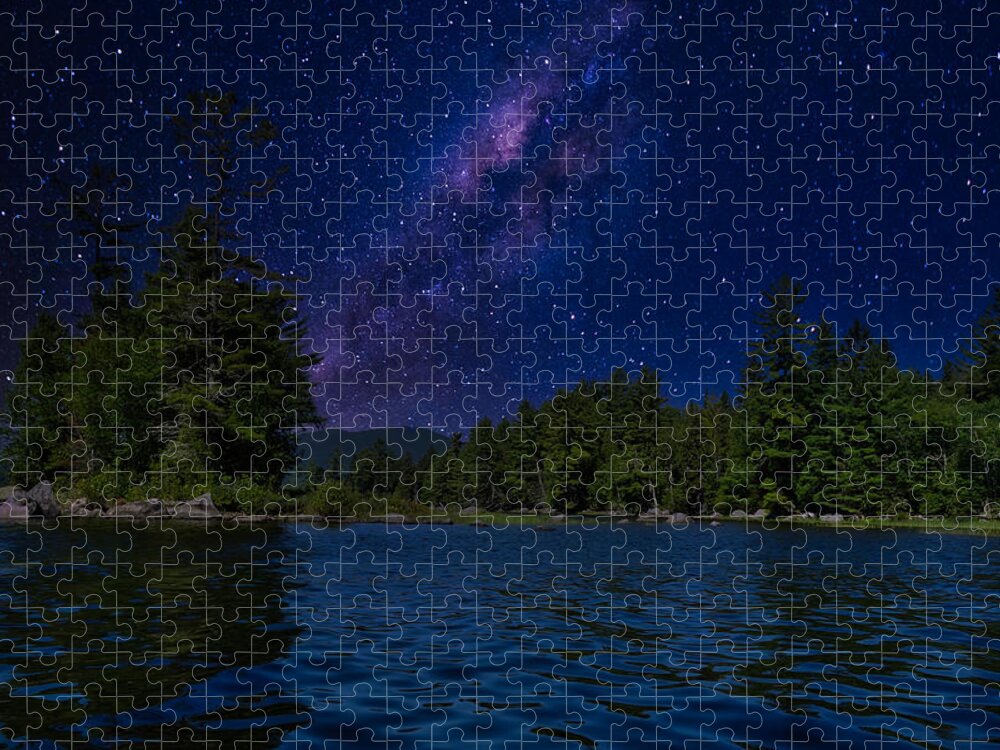 Lake Jigsaw Puzzle featuring the photograph Night Sky Over Rangeley Lake by Russel Considine