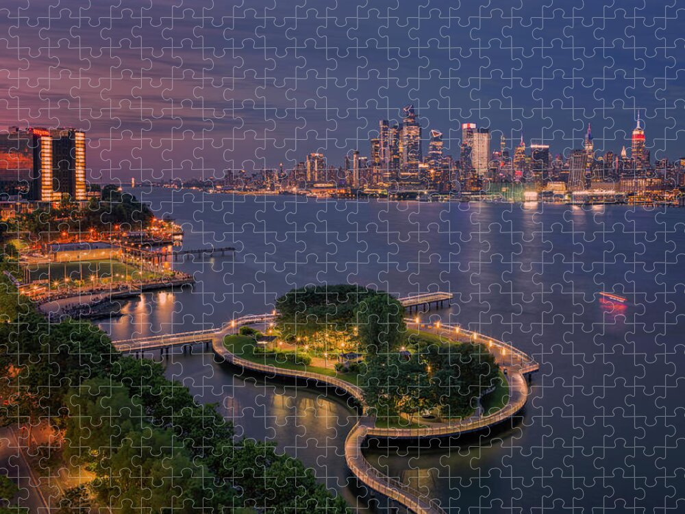 Empire State Building Jigsaw Puzzle featuring the photograph NJ NYC Skyline by Susan Candelario