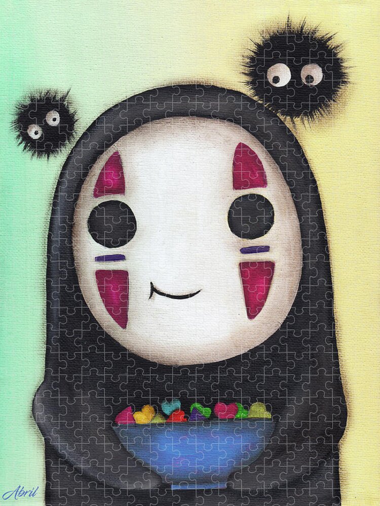 No Face Jigsaw Puzzle featuring the painting No Face Offering by Abril Andrade