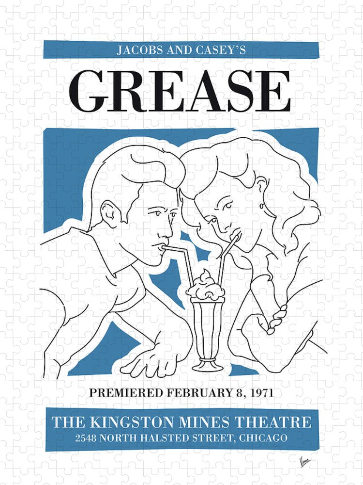 Grease Jigsaw Puzzle featuring the digital art No016 MY Grease musical poster by Chungkong Art