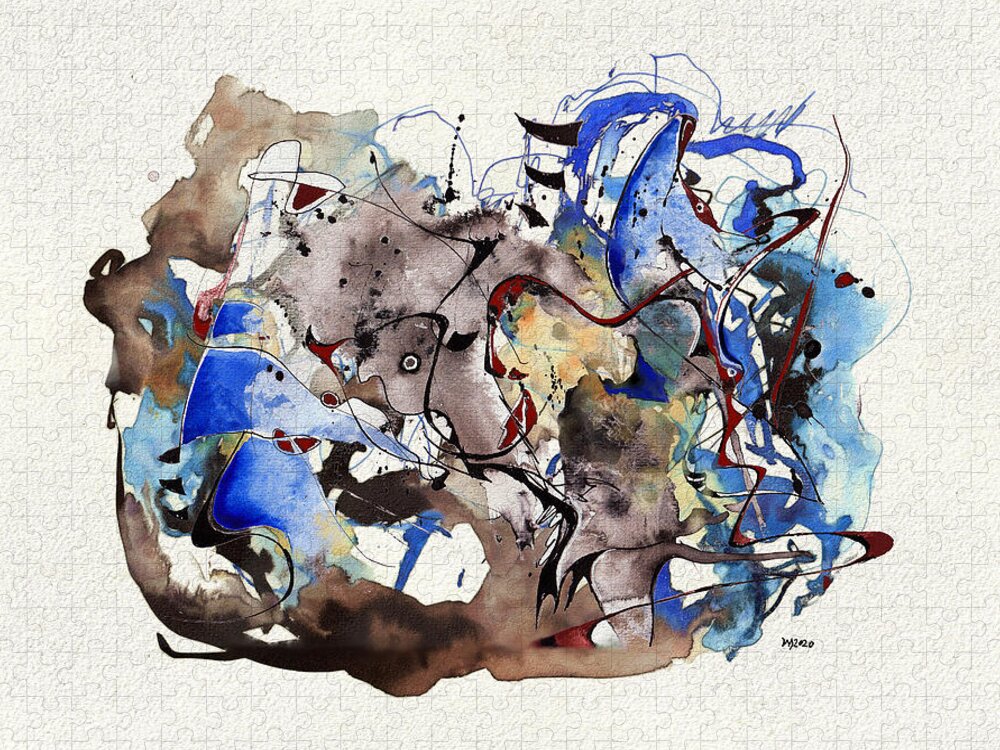Abstractmixedmedia Jigsaw Puzzle featuring the painting No.22 by Wolfgang Schweizer