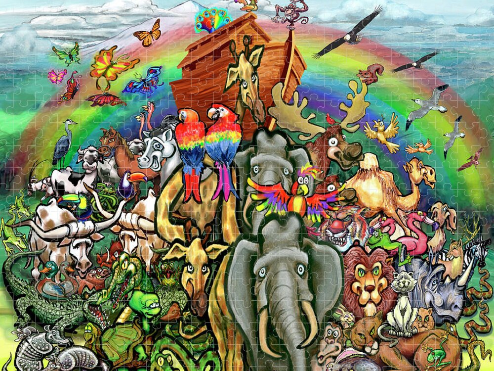 Noah's Ark Jigsaw Puzzle featuring the painting Noah's Ark by Kevin Middleton