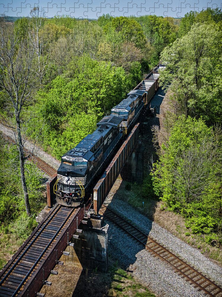 Railroad Jigsaw Puzzle featuring the photograph Norfolk Southern 4334 and 4433 Southbound at Monarch Madisonville Ky by Jim Pearson