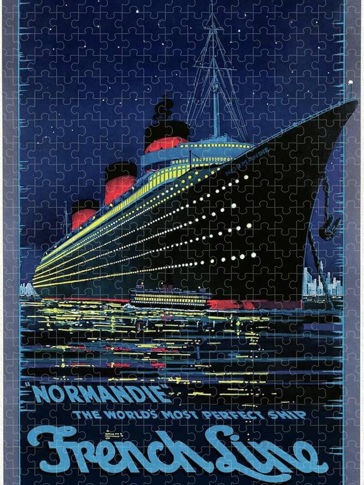 Art Deco Jigsaw Puzzle featuring the painting Normandie 1935 Poster by Vincent Monozlay