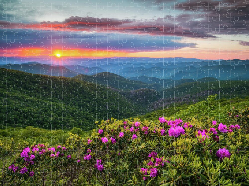 Blue Ridge Parkway Jigsaw Puzzle featuring the photograph North Carolina Blue Ridge Parkway Landscape Craggy Gardens NC by Dave Allen