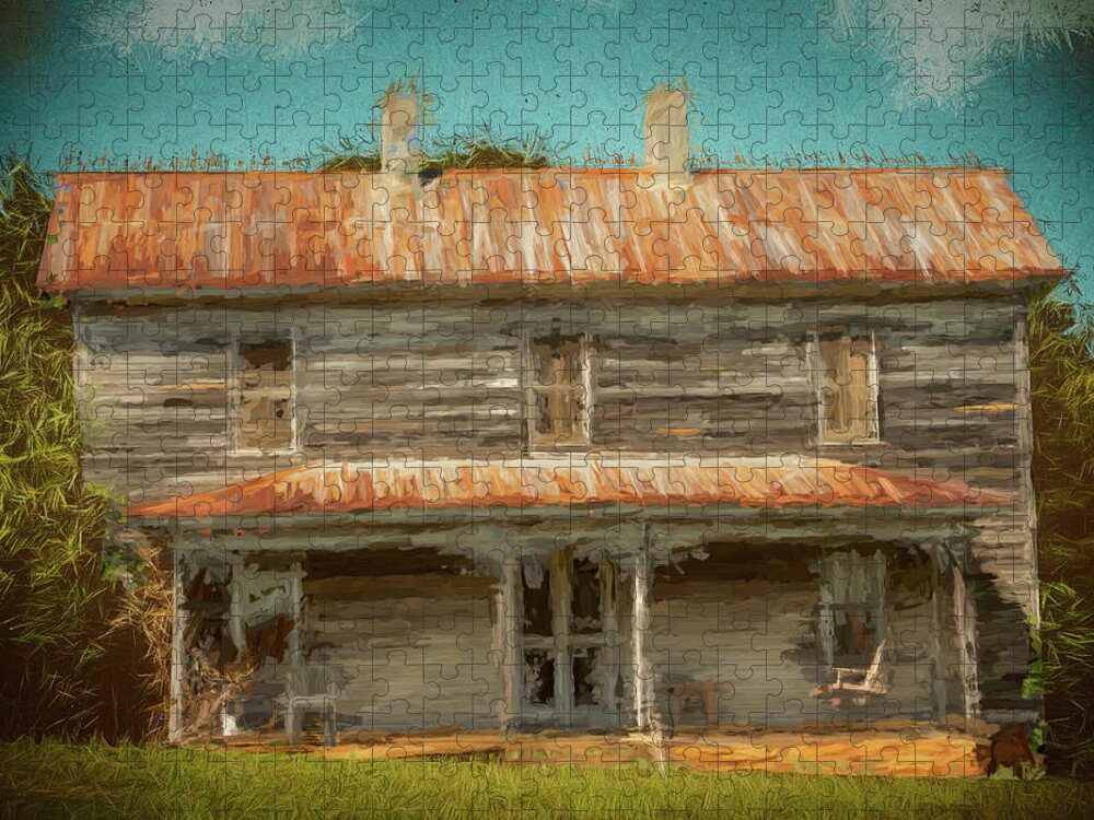 Mountains Jigsaw Puzzle featuring the photograph North Carolina Old Rural House ap 108 by Dan Carmichael