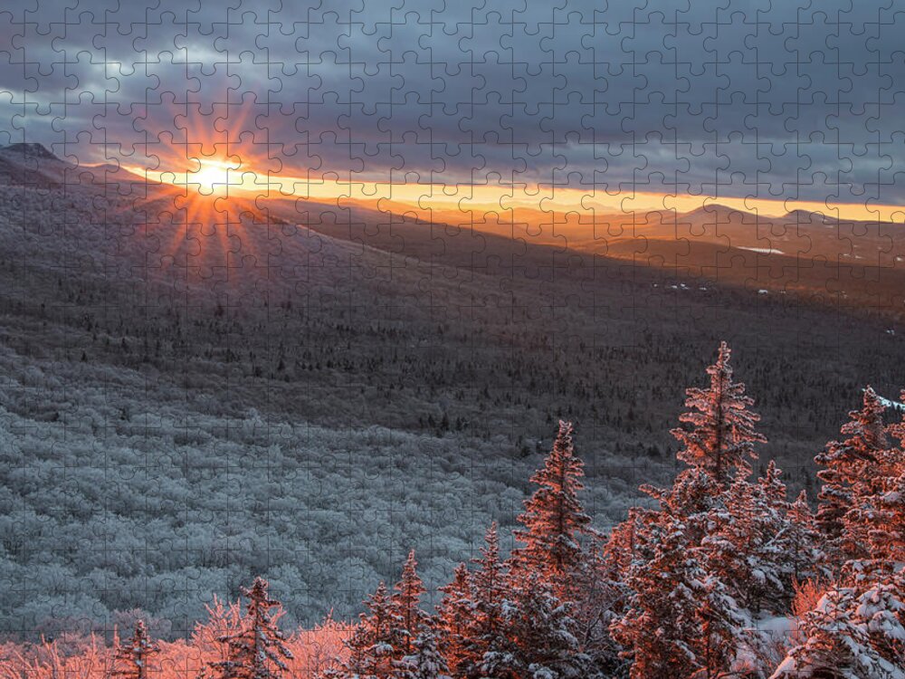 Sugarloaf Jigsaw Puzzle featuring the photograph North Sugarloaf Winter Sunset by White Mountain Images