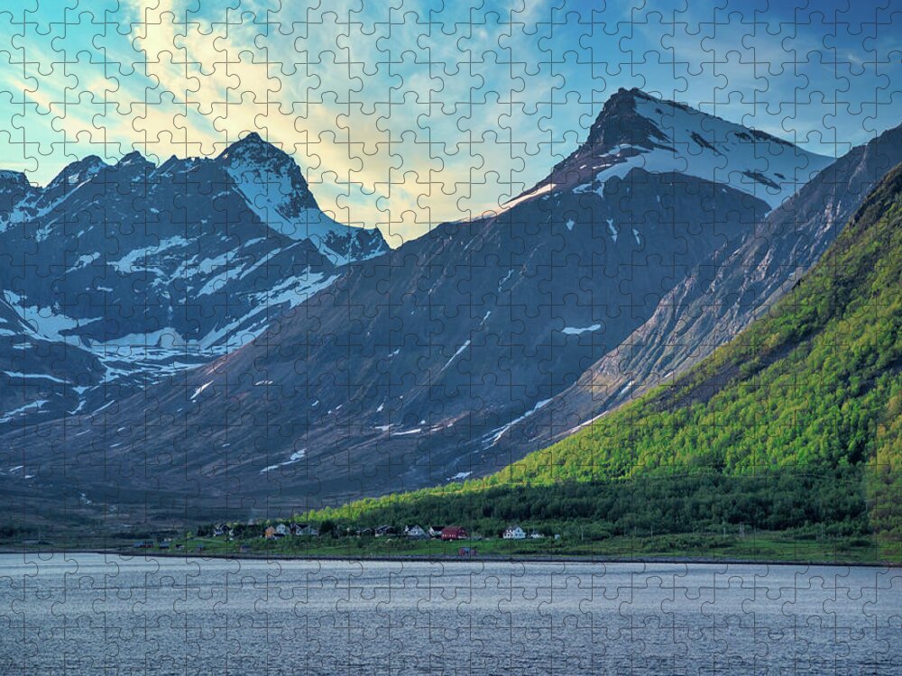 Norway Jigsaw Puzzle featuring the photograph Norwegian Village on the Fjord by Matthew DeGrushe