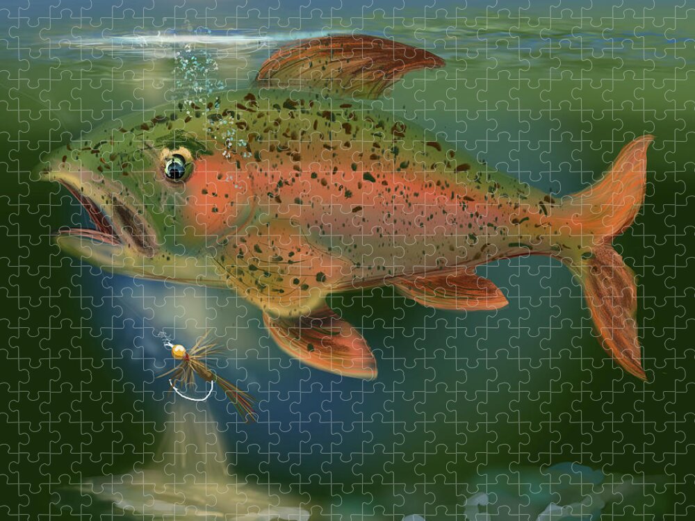 Fly Fishing Jigsaw Puzzle featuring the digital art Not Falling for That by Doug Gist