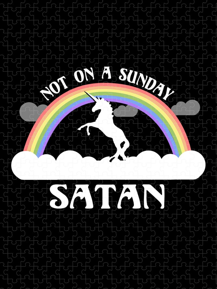 Funny Jigsaw Puzzle featuring the digital art Not On A Sunday Satan by Flippin Sweet Gear