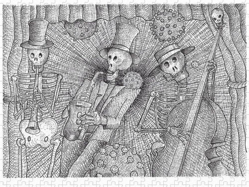 Bonz Jigsaw Puzzle featuring the drawing Nothing to fear by the Bonz Band by Gerry High