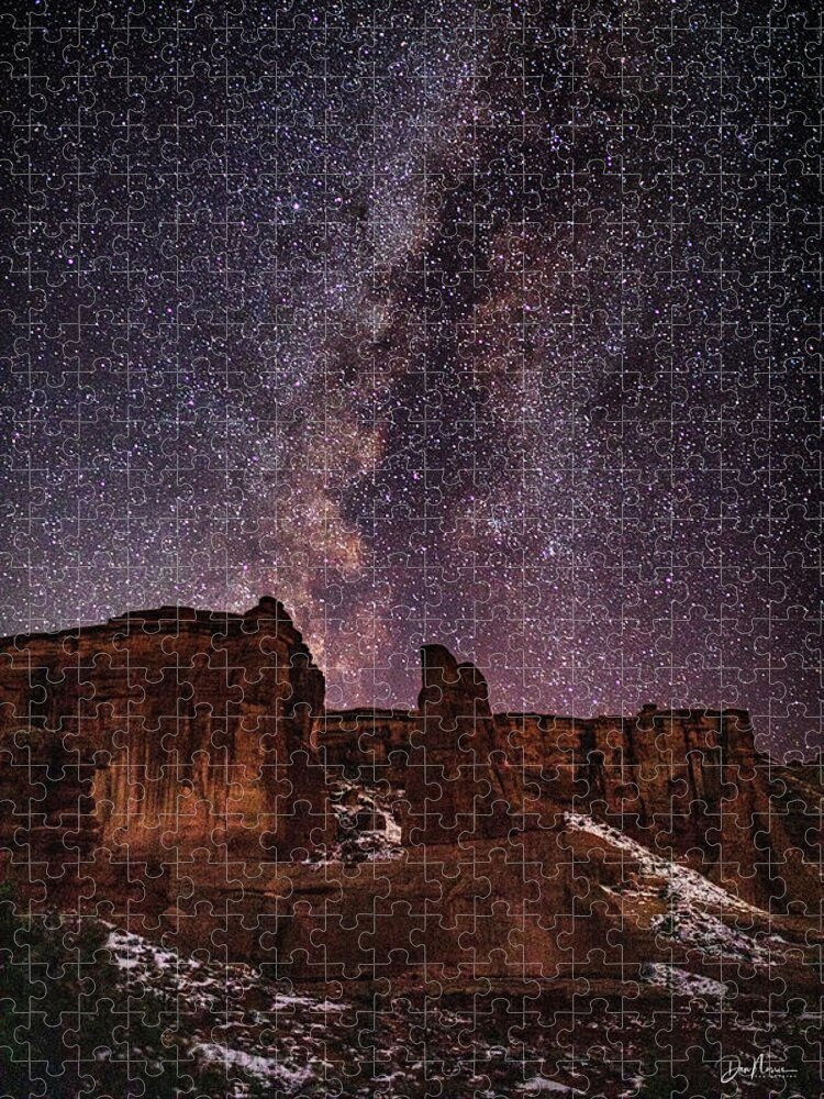 Night Arches Moab Utah Milky Way Desert Stars Jigsaw Puzzle featuring the photograph November Milky Way From Arches National Park - Color by Dan Norris