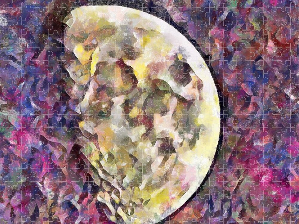 November Jigsaw Puzzle featuring the mixed media November Moon by Christopher Reed