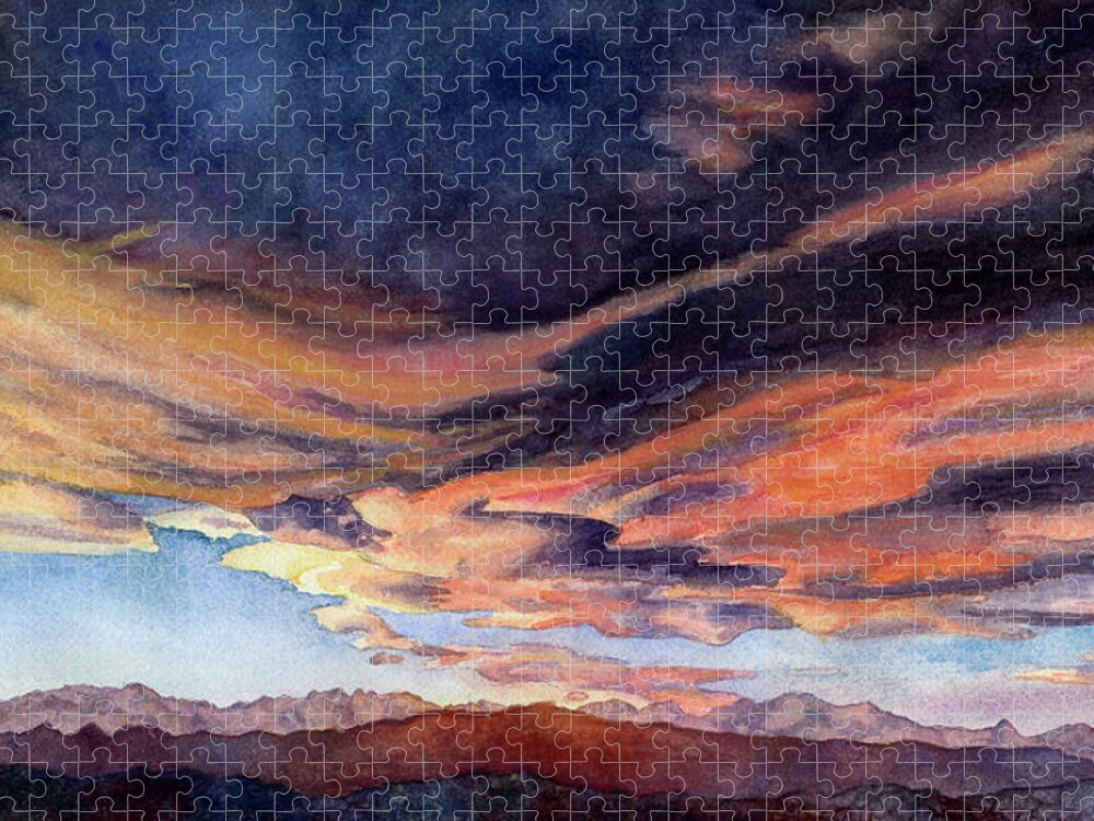 Sunset Painting Jigsaw Puzzle featuring the painting November Sky by Anne Gifford