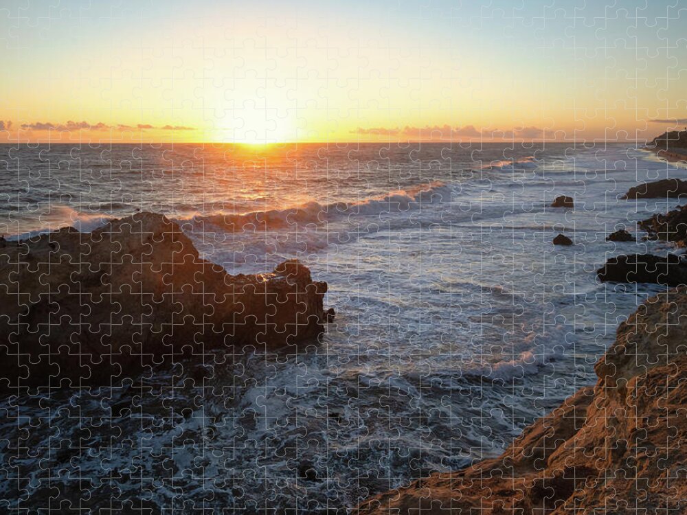 Beach Jigsaw Puzzle featuring the photograph November Sunset over the Pacific Ocean by Matthew DeGrushe