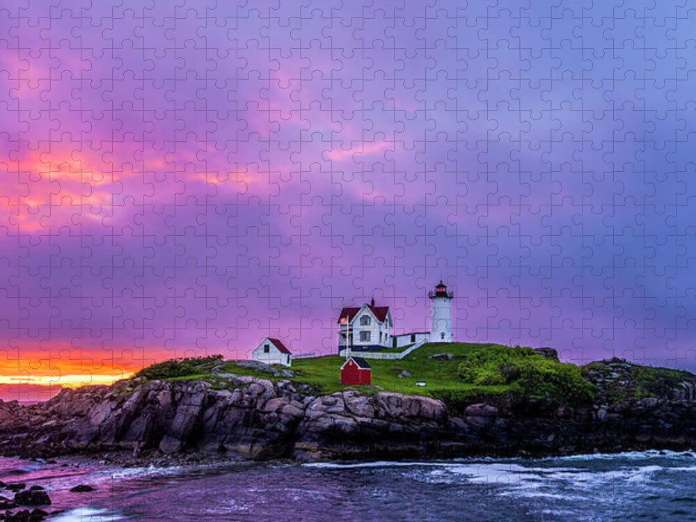 Sunrise Jigsaw Puzzle featuring the photograph Nubble Sunrise by Mark Papke